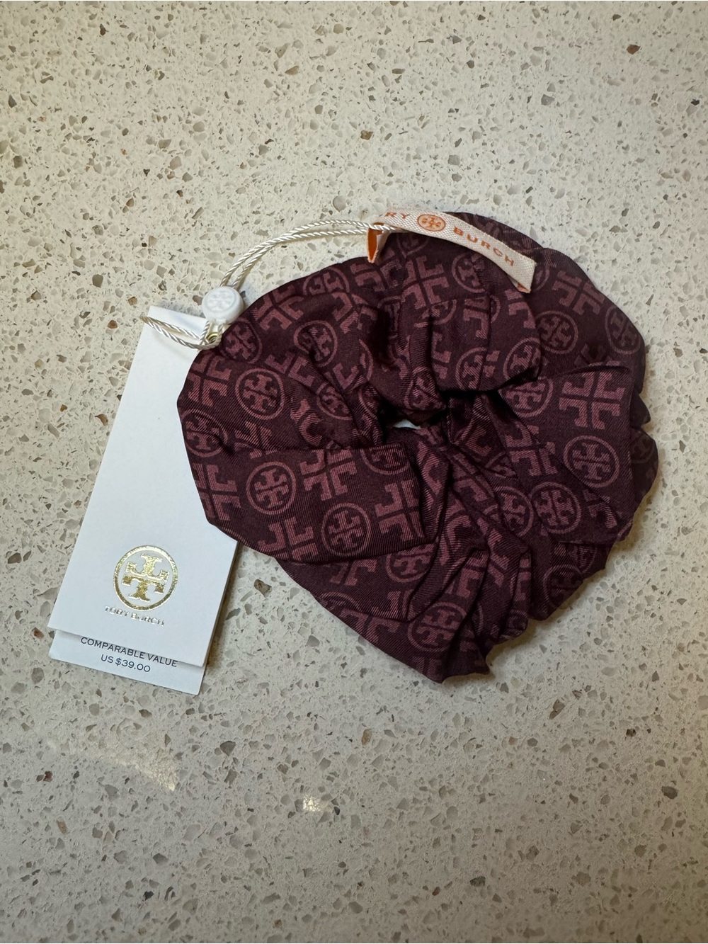 Tory Burch Silk Scrunchie Claret NWT